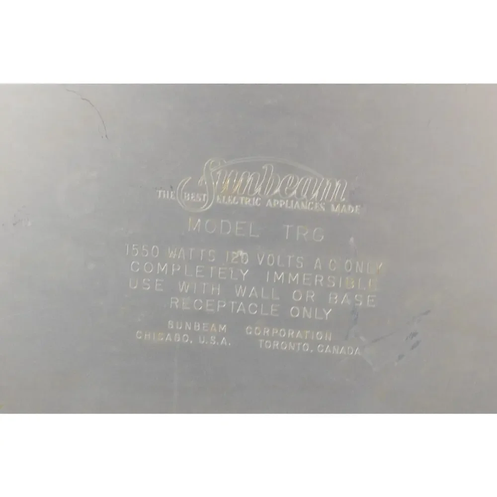 Vintage Sunbeam Automatic Electric Griddle TRG Nonstick w/ Power Cord